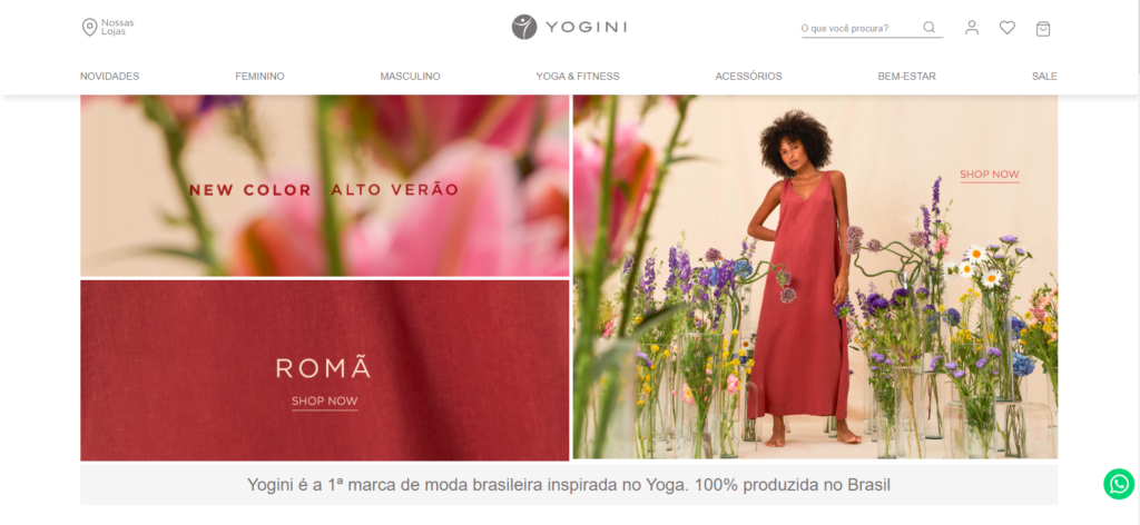 Home page do site da Yogini